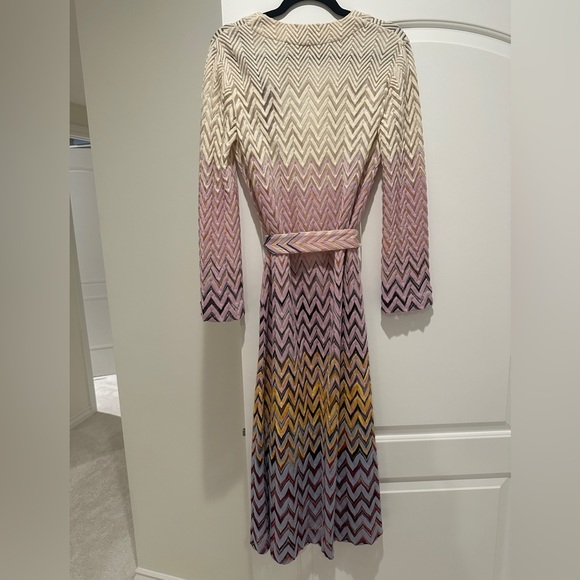 NWT Missoni Zig Zag lilac and Pink Ombre Long Belted Wool Cardigan - Picture 3 of 10